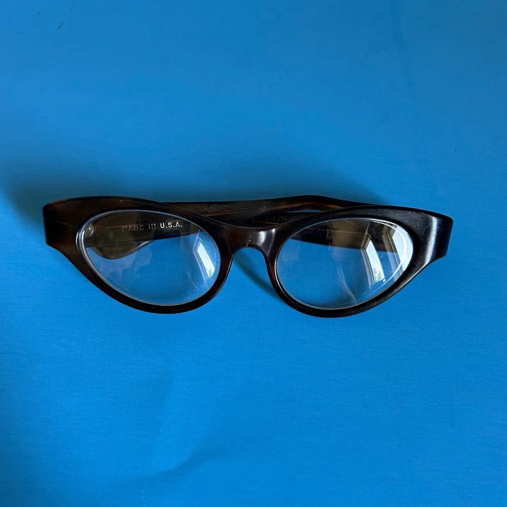 Vintage Brown Tortoise Cat Eye Glasses Frames USA Made Retro Eyeglasses MCM